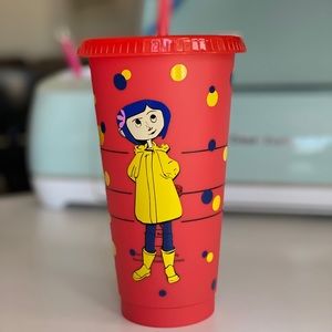 CUSTOM CORALINE STARBUCKS CUP WITH POLKA DOTS